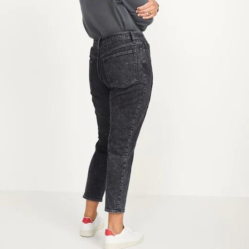 Old Navy High-Waisted O.G. Straight Black-Wash Jeans for Women New - Picture 5 of 7
